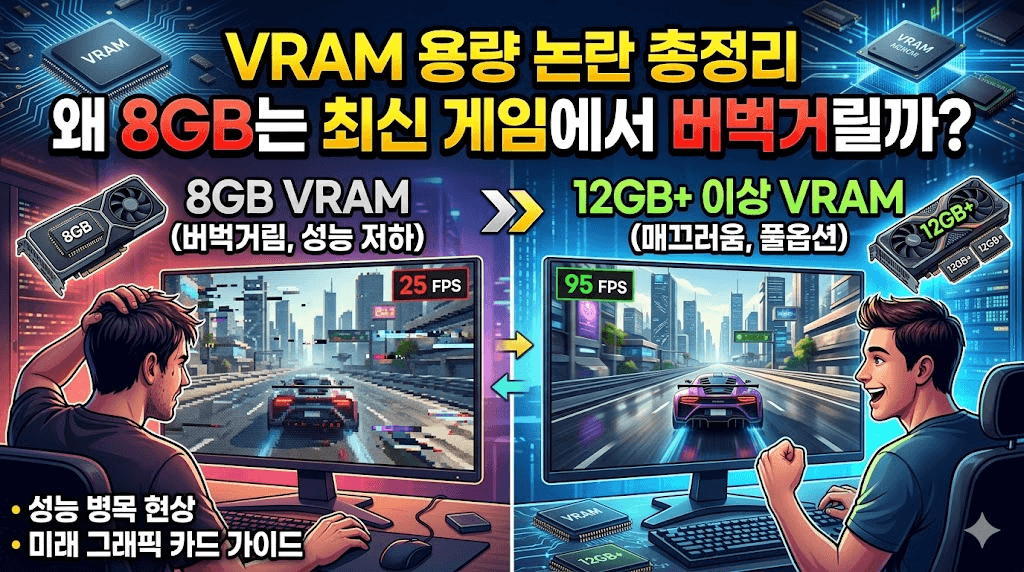 그래픽카드 VRAM 용량 논란 총정리: 왜 8GB는 최신 게임에서 버벅거릴까?
