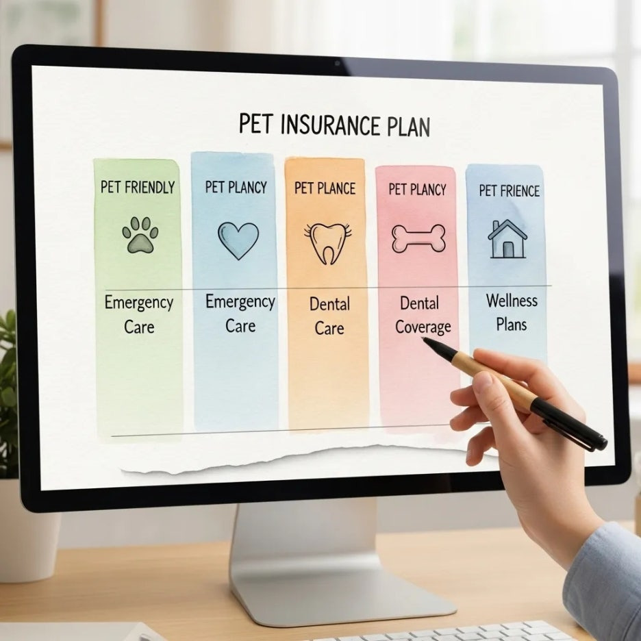 여러 펫보험 상품을 비교하는 화면