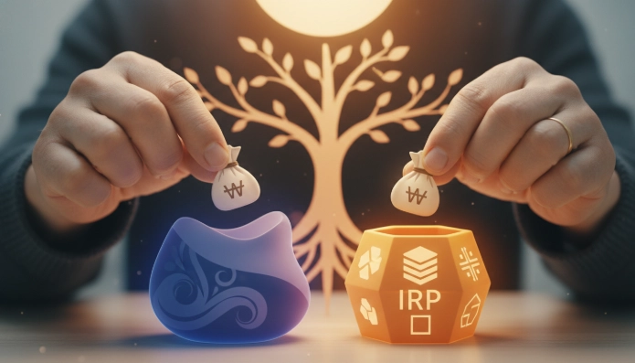 한국인이 연금저축과 IRP 계좌에 자금을 신중하게 납입하여 노후 자산을 키우는 모습을 보여주는 이미지.