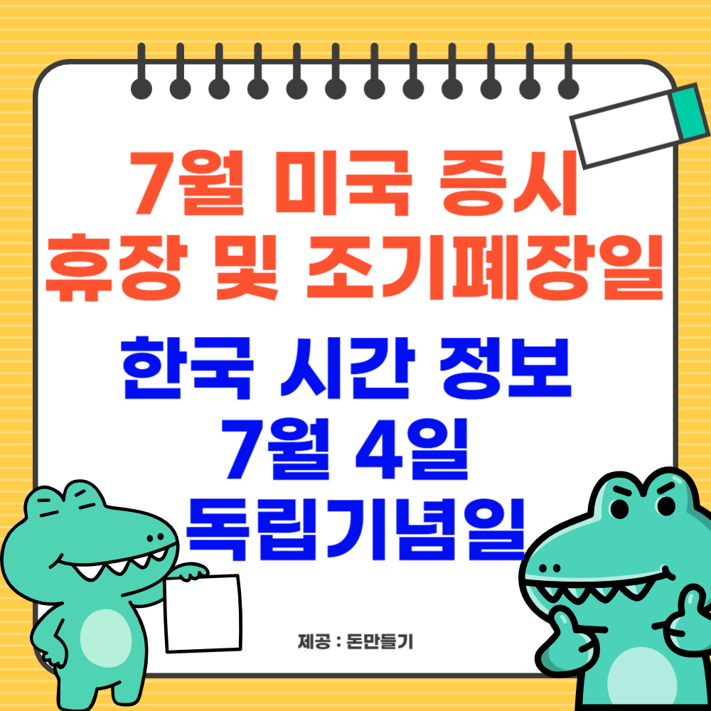 7월 미국 증시 휴장일 및 조기 폐장, 한국 시간, 7월 4일, 독립기념일