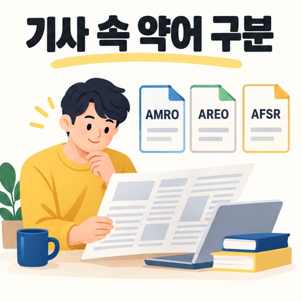 경제기사를 읽으며 AMRO와 AREO 및 AFSR 약어를 구분하는 그림
