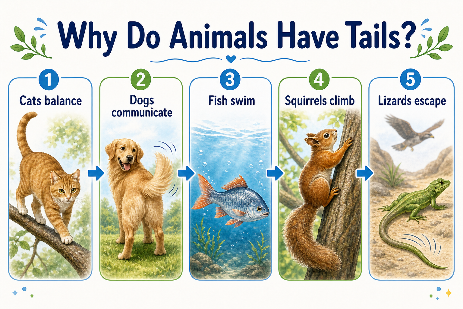 Infographic explaining why animals have tails