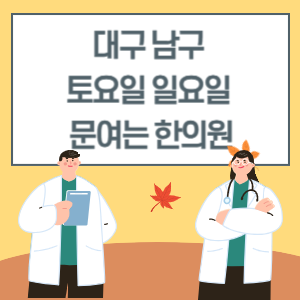 대구 남구 토요일 일요일 한의원 진료 문여는 병원 리스트