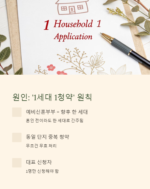 원인 1세대 1청약 원칙