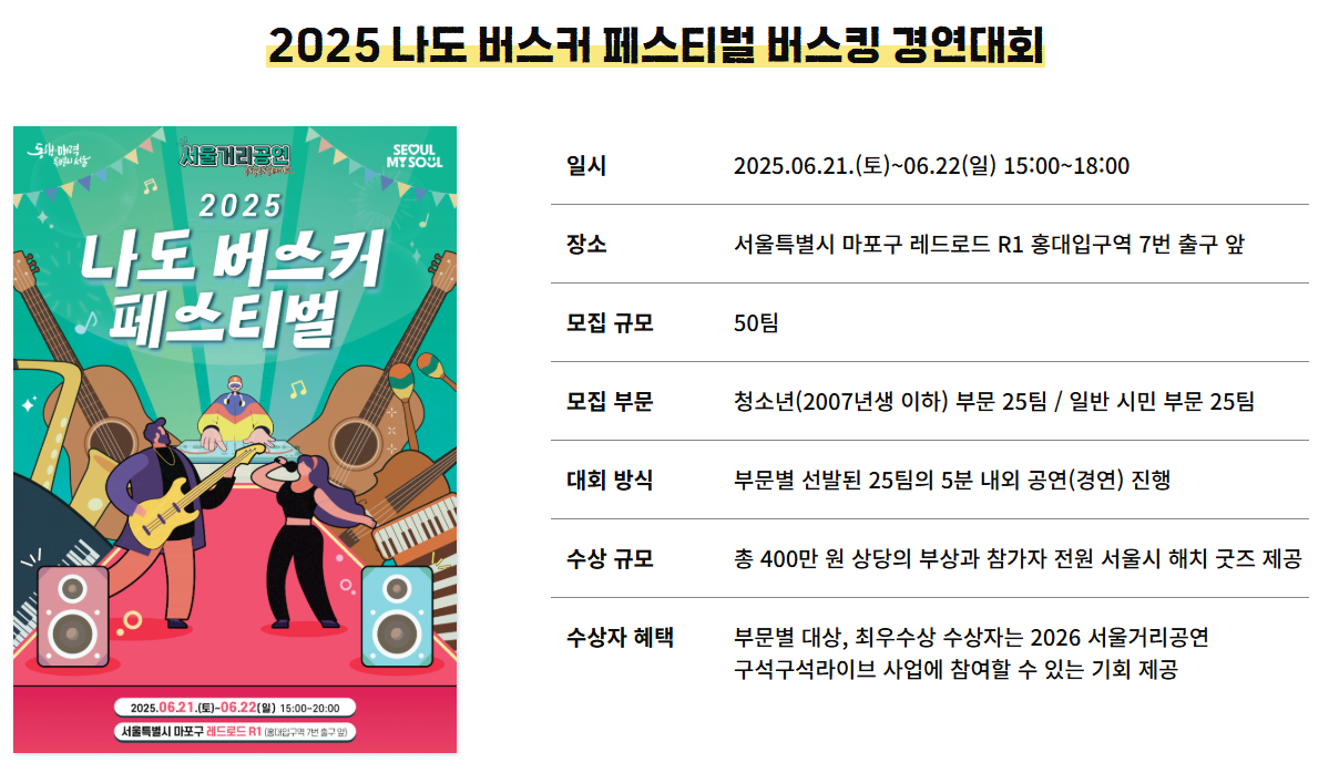 나도 버스커 페스티벌 서울버스킹정보 일정