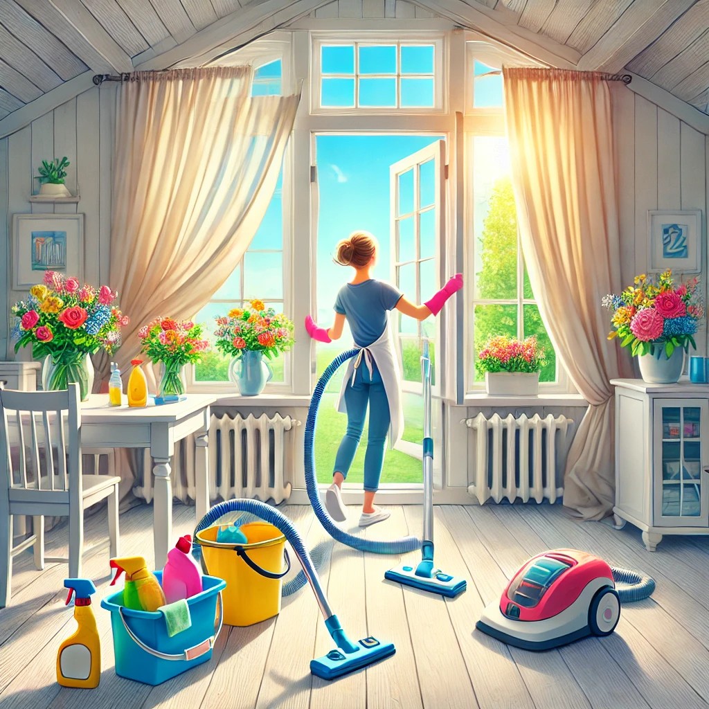 봄맞이 대청소 하는 사진