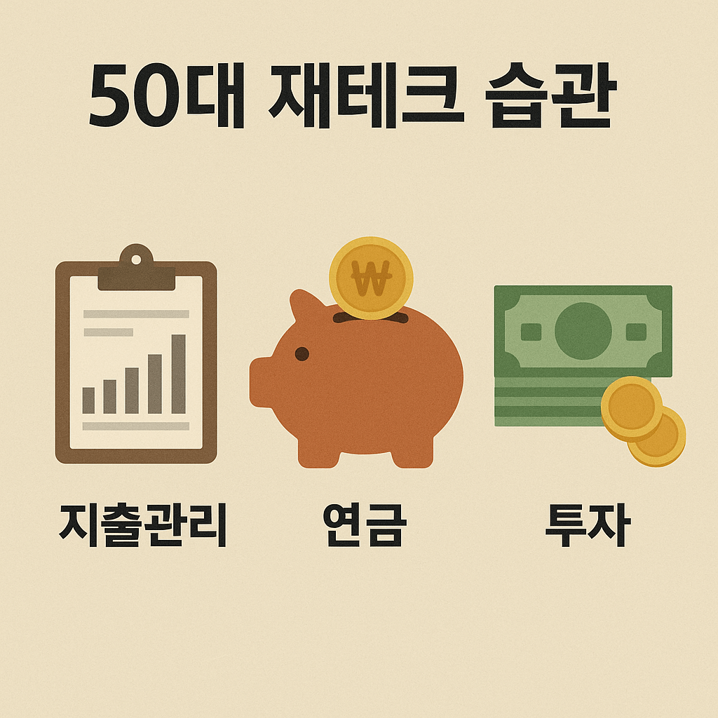 50대 재테크 습관 분석 (지출관리, 연금, 투자)