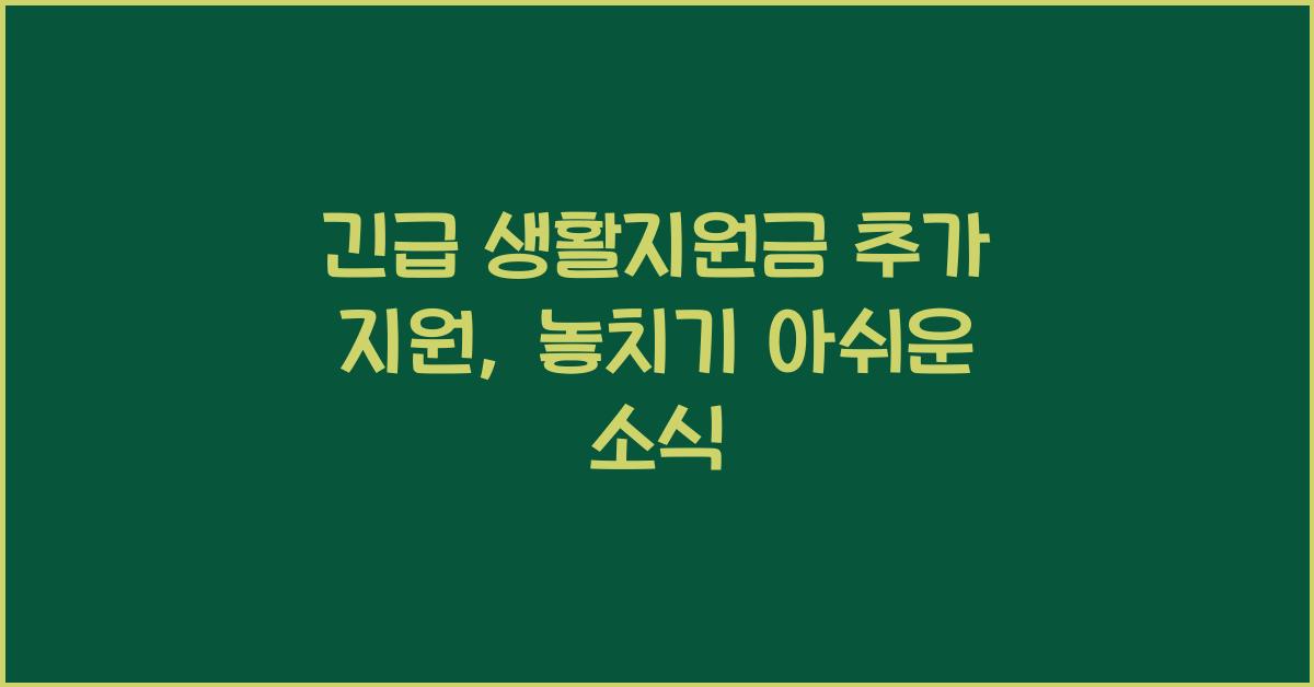 긴급 생활지원금 추가 지원