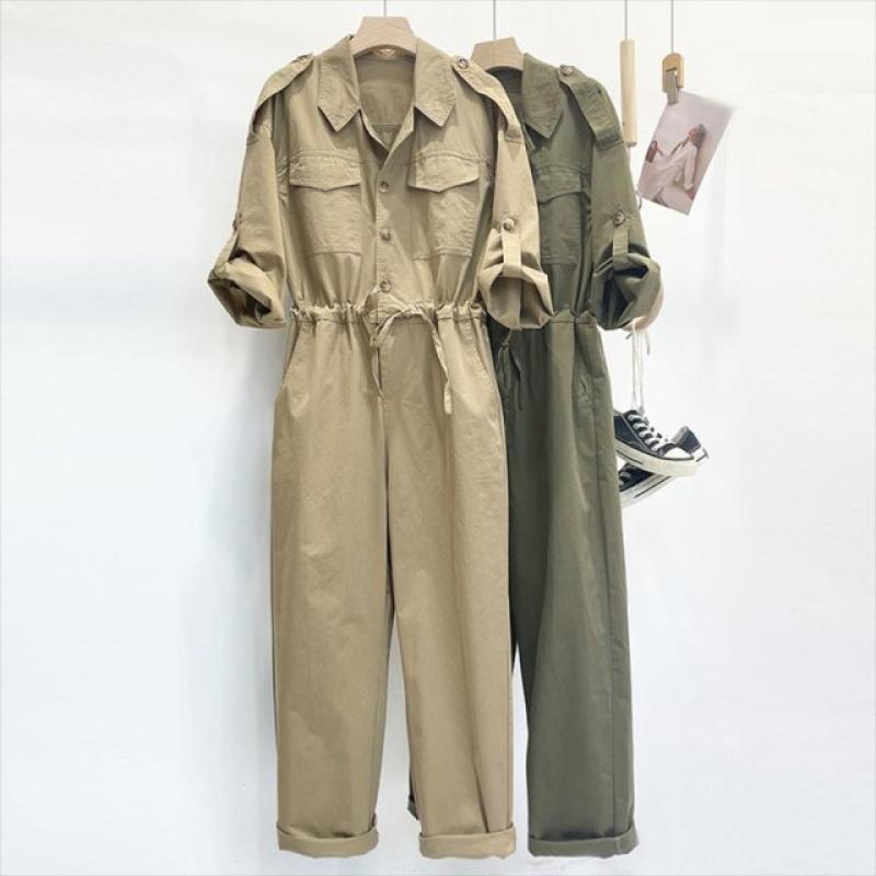 여성 작업복 미술 공예 점프수트 워크웨어 의류 작업 통기성-카키