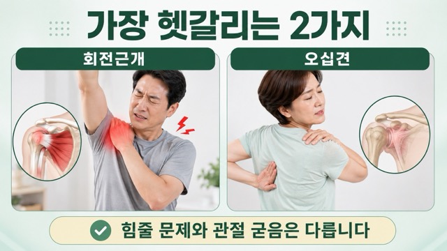 회전근개 염증 파열 오십견 어깨통증 차이 설명