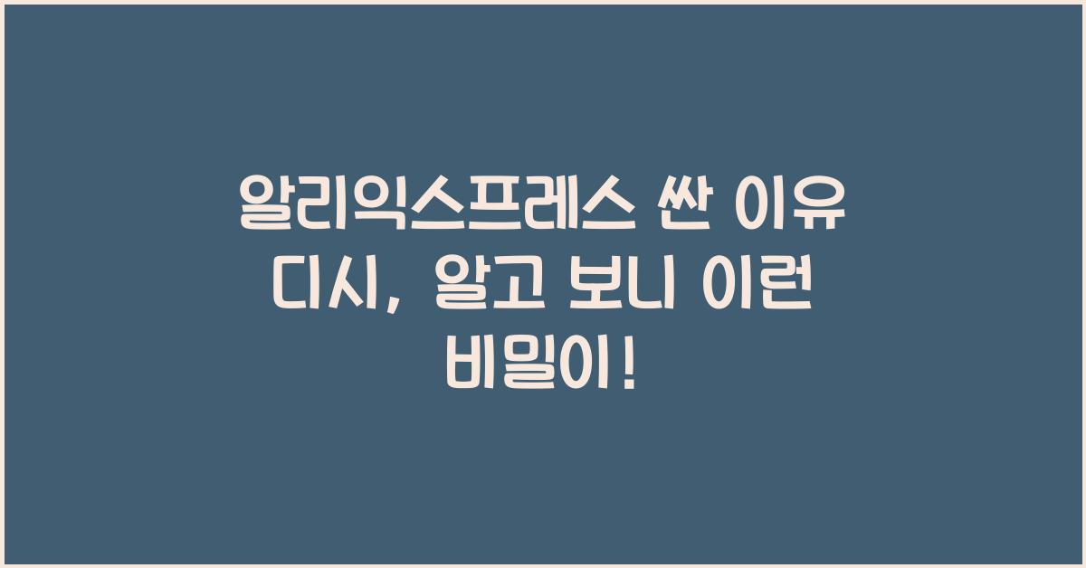 알리익스프레스 싼 이유 디시