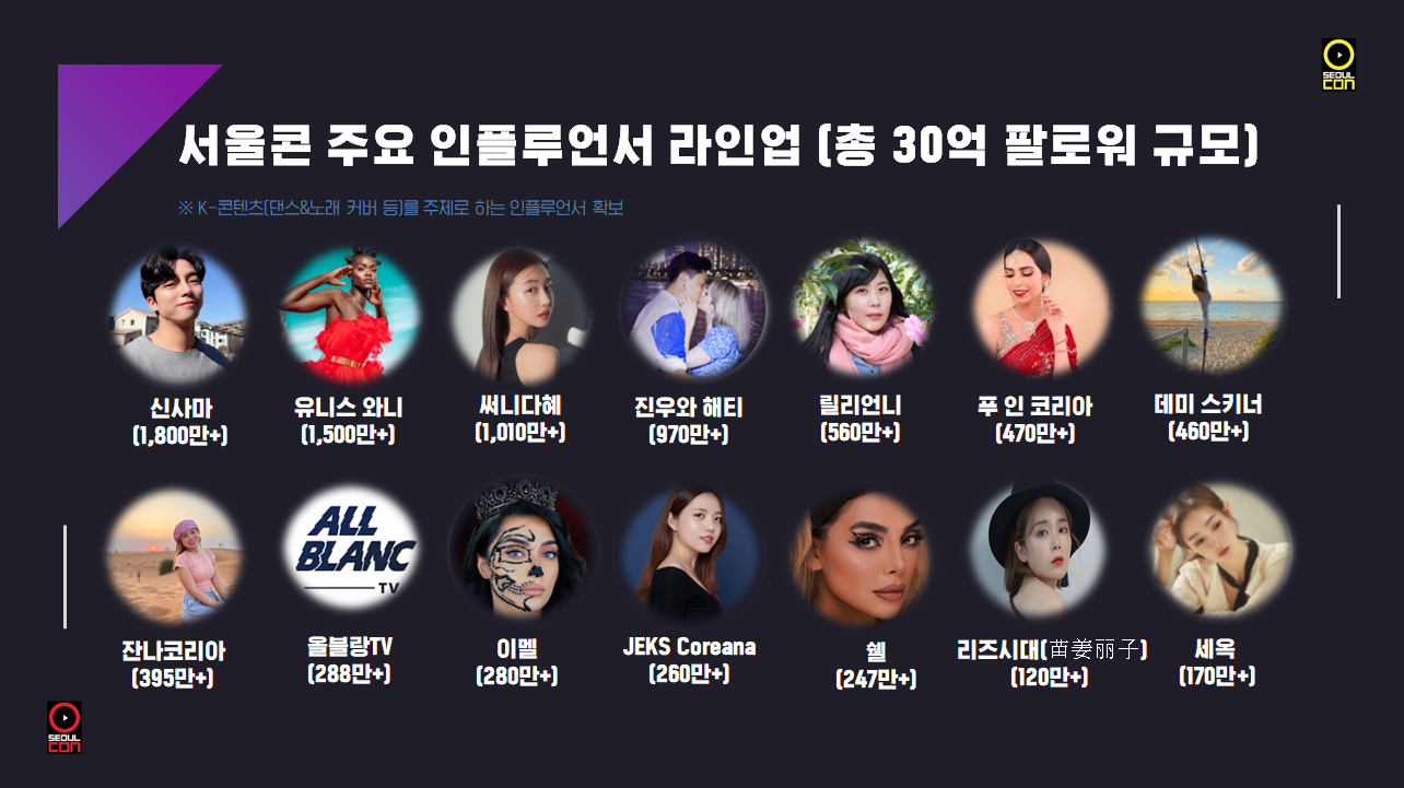서울콘 인플루언서 라인업