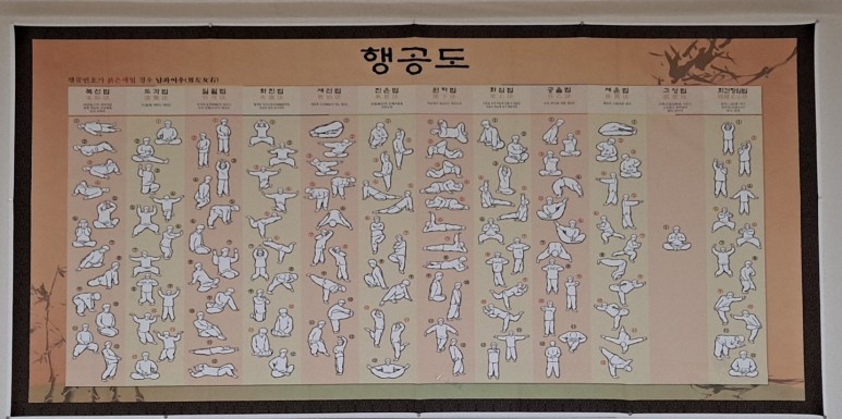 수련실에 있는 행공도입니다. 행공도란 각 단계별 행공 그림을 모아서 하나의 표로 만든 것입니다.