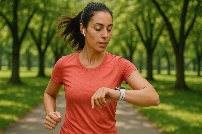 Runner with Apple Watch