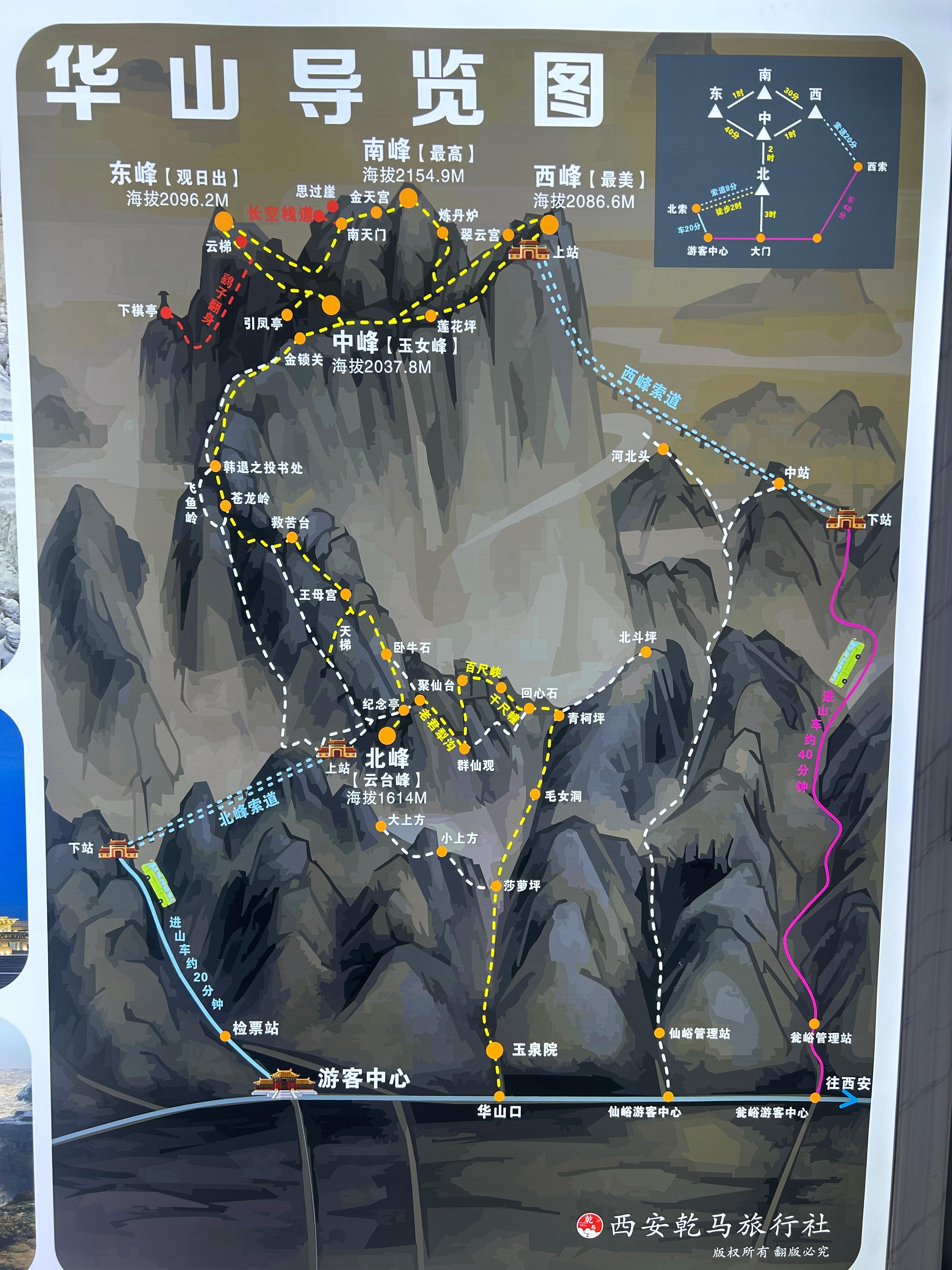 화산 케이블카 지도