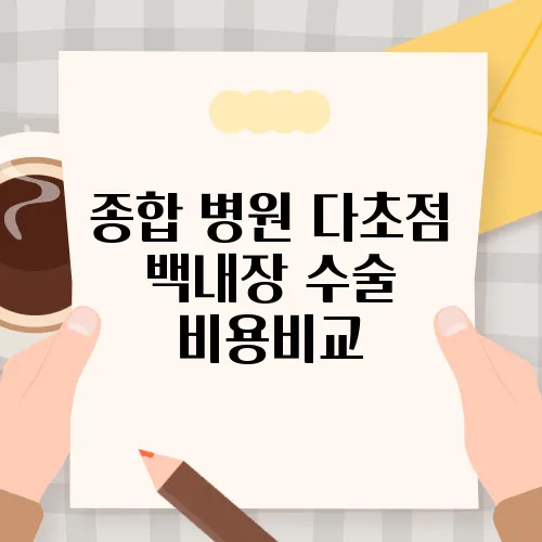 종합 병원 다초점 백내장 수술 비용비교