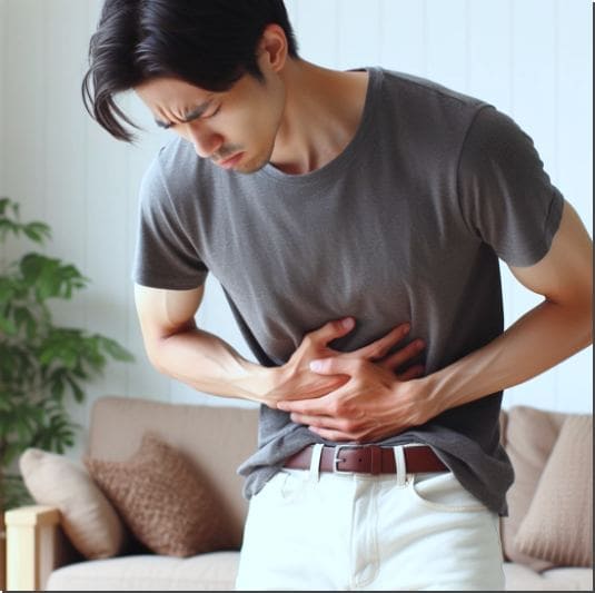 식중독으로 복통이 심한 남성