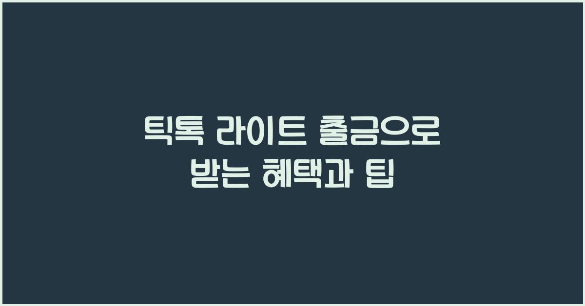 틱톡 라이트 출금