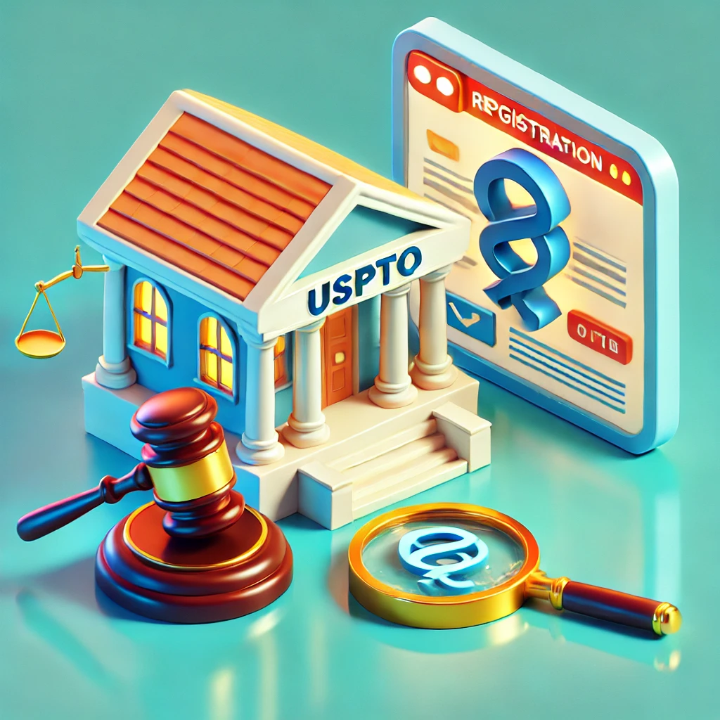 USPTO 상표 등록을 상징적으로 표현한 이미지