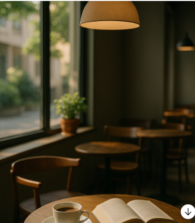 새벽의 조용한 카페 분위기 사진