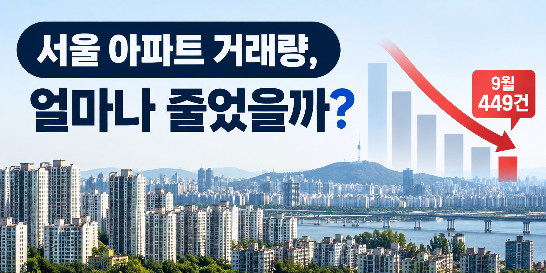 서울 아파트 거래량 감소와 9월 449건 월중 집계 이미지