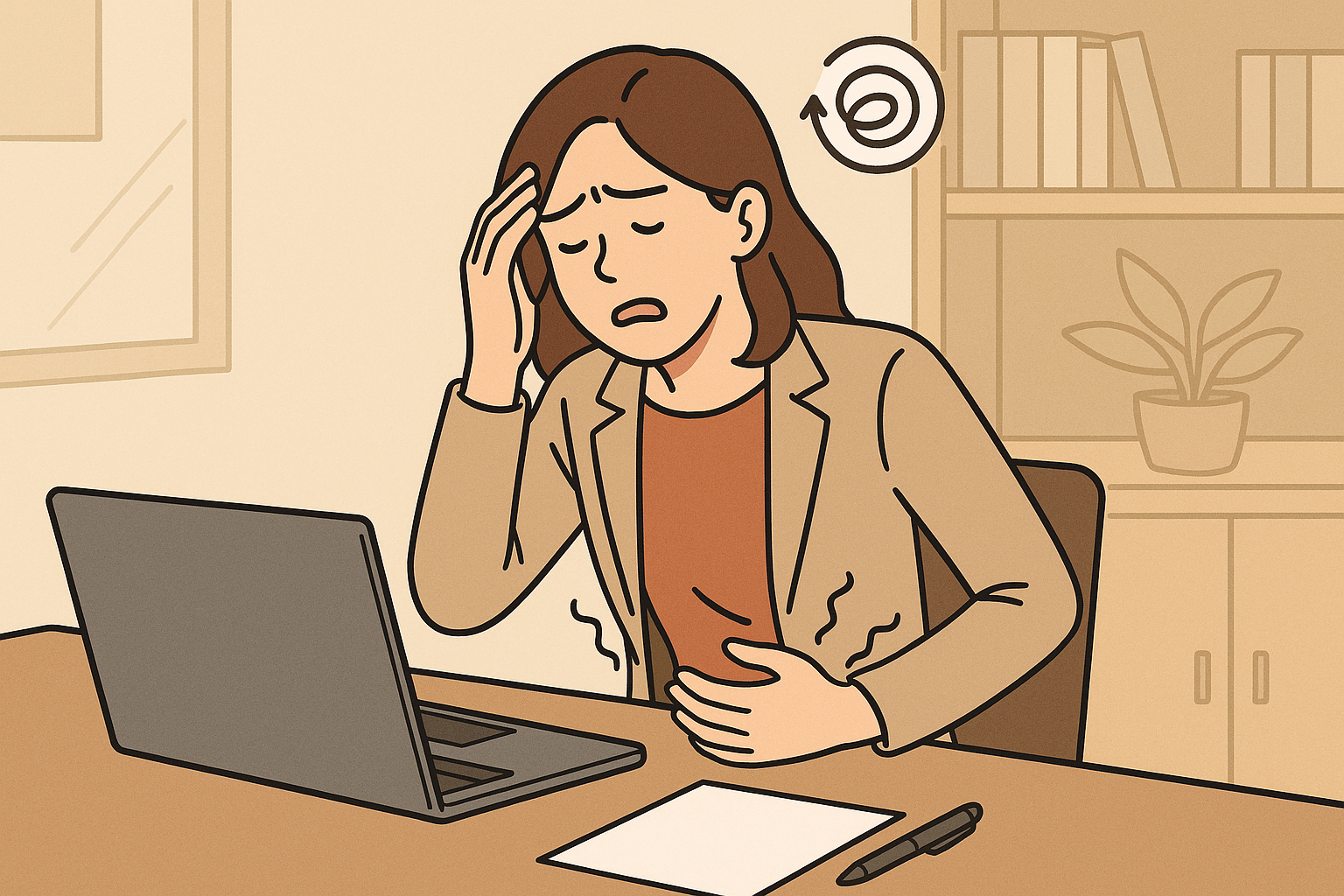 호르몬 변화로 장트러블이 심해진 여성 직장인