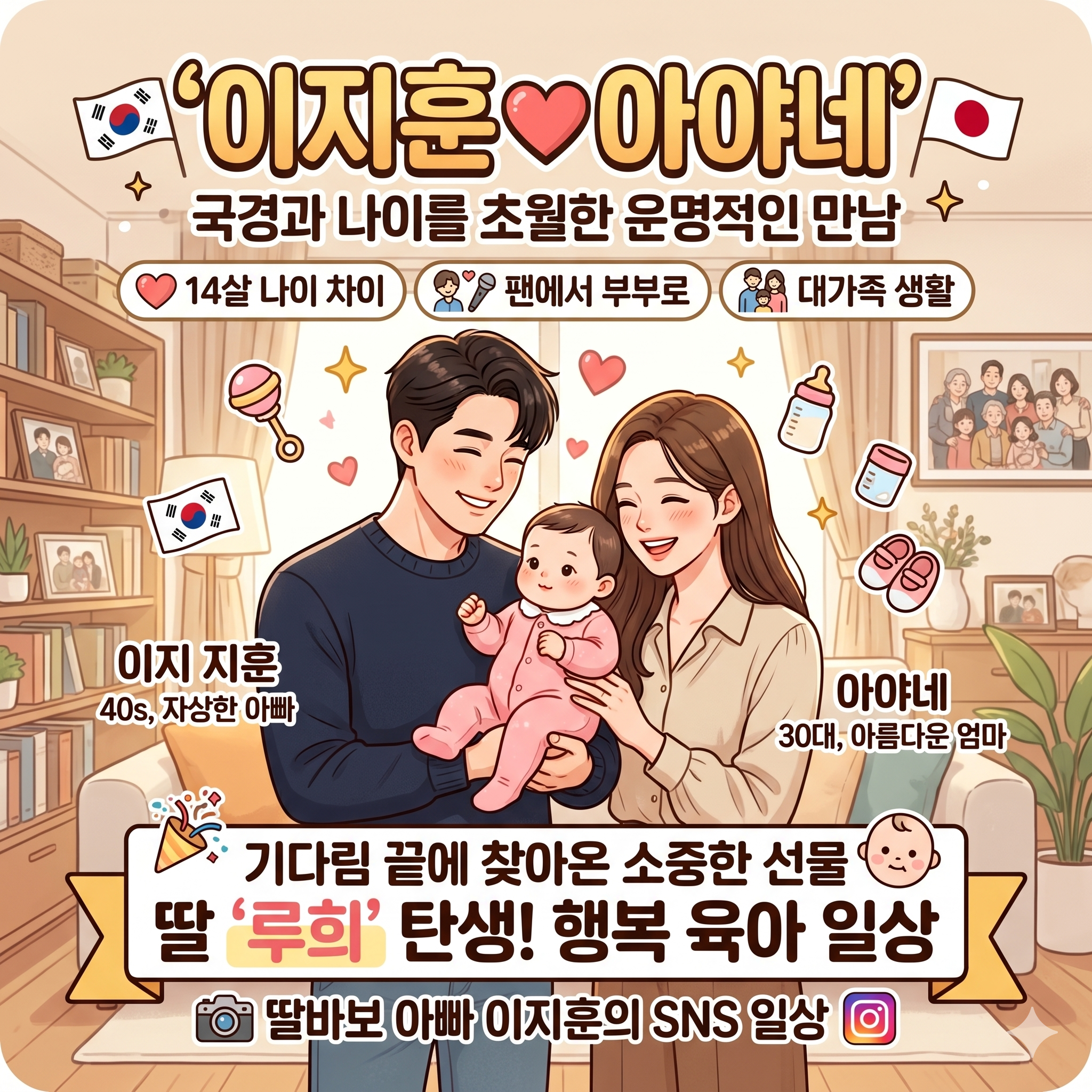 이지훈 아야네 부부의 14살 나이 차를 넘는 사랑과 예쁜 딸 육아 일상