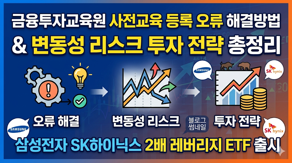 금융투자교육원 사전교육 등록 오류 해결방법 및 변동성 리스크 투자 전략 총정리: 삼성전자 SK하이닉스 2배 레버리지 ETF 출시