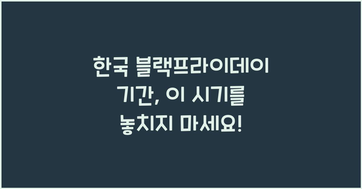 한국 블랙프라이데이 기간