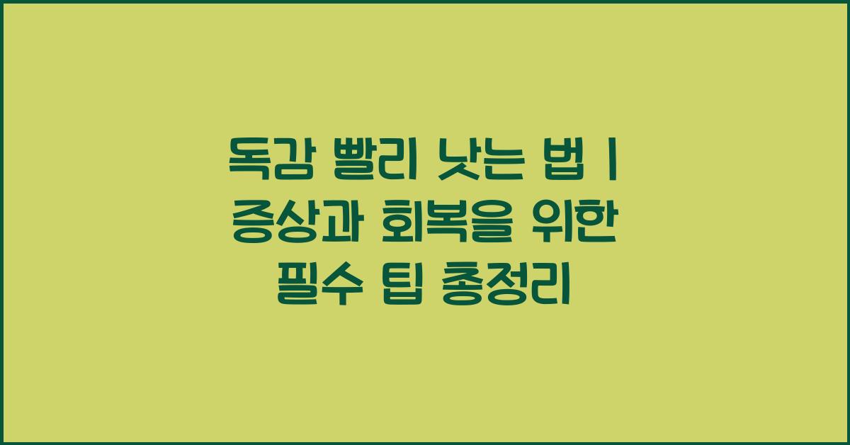 독감 빨리 낫는 법