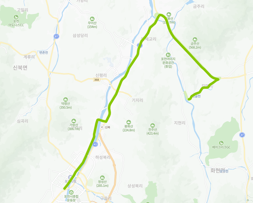 포천-90-1번-버스-노선-지도