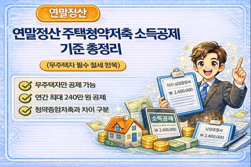 연말정산 주택청약저축 소득공제 기준 총정리(무주택자 필수 절세 항목)