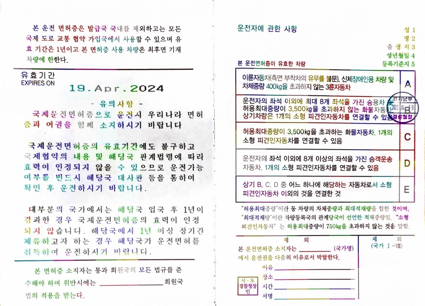 국제운전면허증 사용국가 발급방법