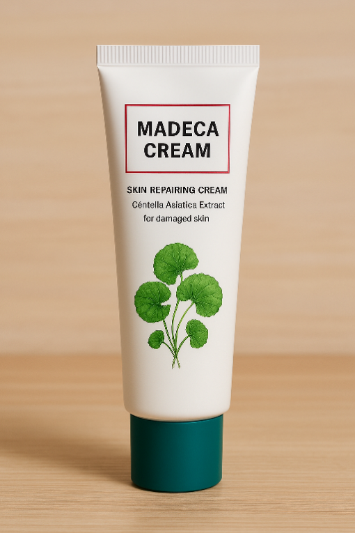 마데카크림 제품 실물 사진, 병풀 추출물 기반 피부 재생 크림