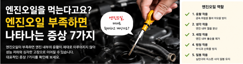 엔진오일 부족하면 나타나는 증상 7가지