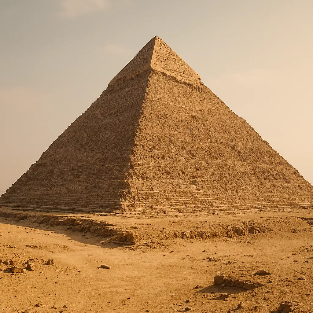 고대 이집트 피라미드의 웅장한 모습과 신성한 상징