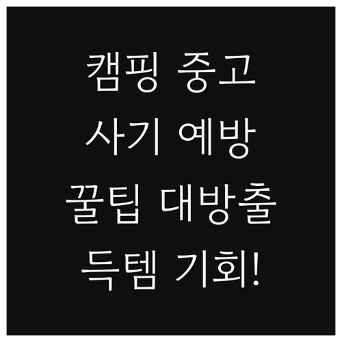 캠핑용품 중고거래 A to Z: 사기