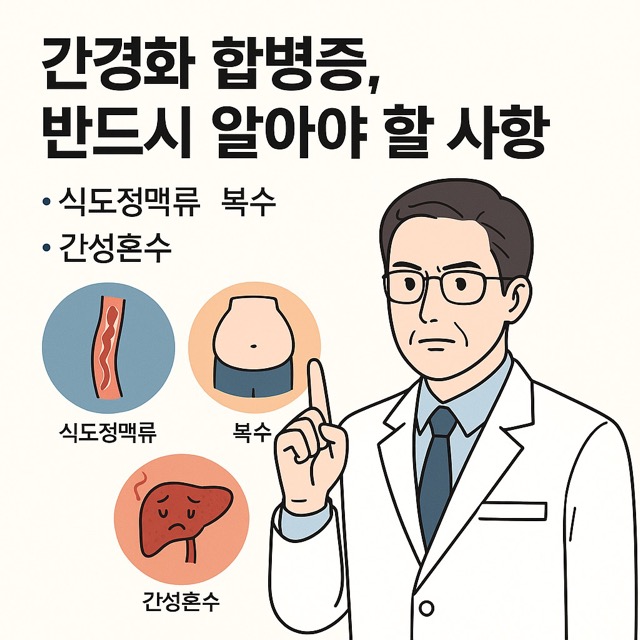 간경화 합병증(식도정맥류, 복수, 간성혼수)의 주요 증상과 위험성(출처: 자체제작)