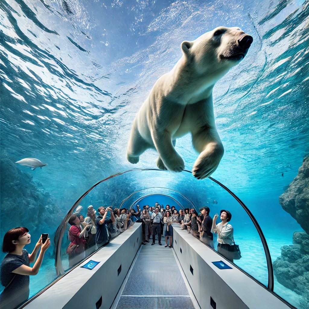 수영하는 북극곰을 가까이서!