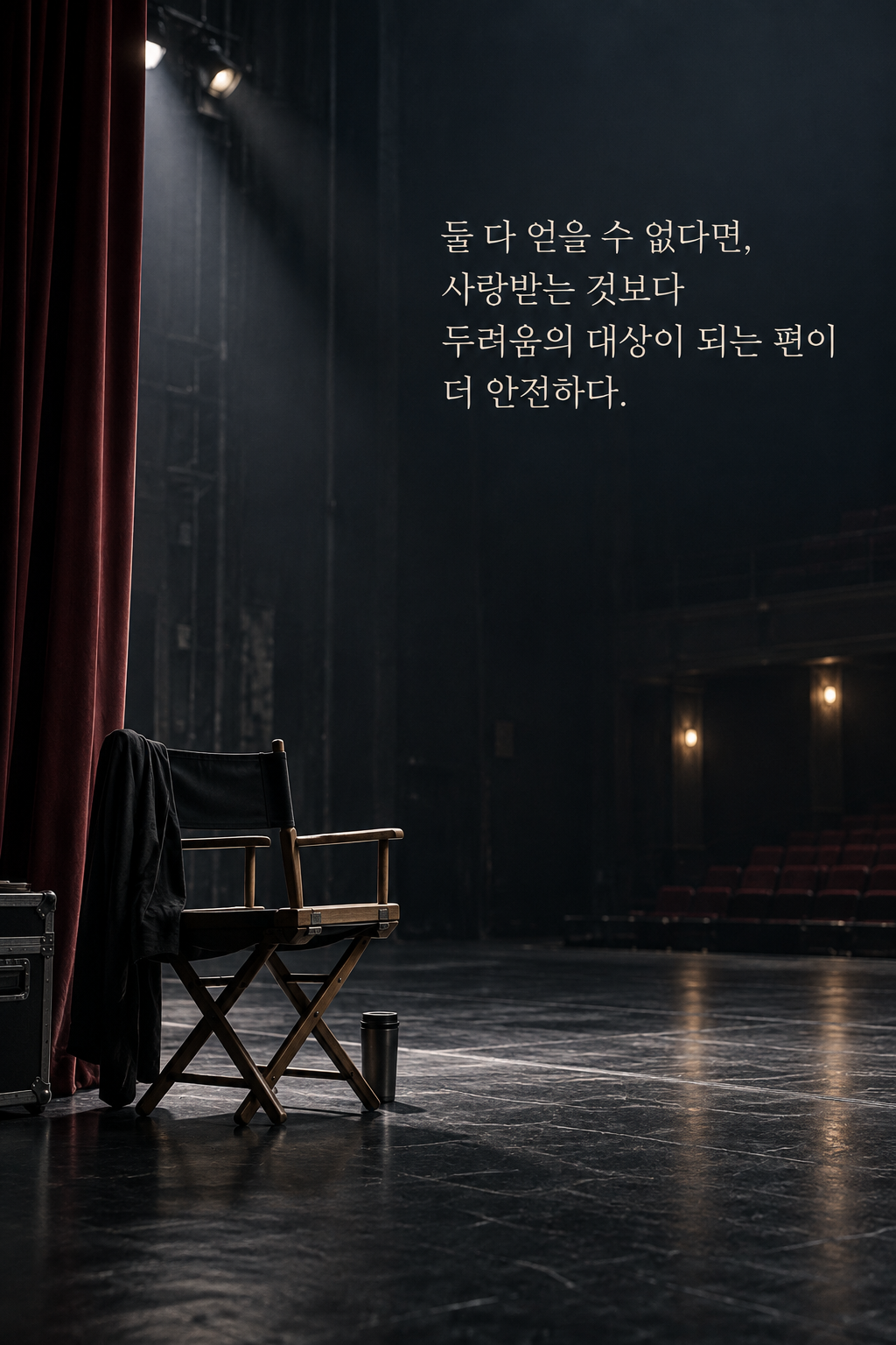 둘 다 얻을 수 없다면, 사랑받는 것보다 두려움의 대상이 되는 편이 더 안전하다. 문구가 담긴 세로형 이미지