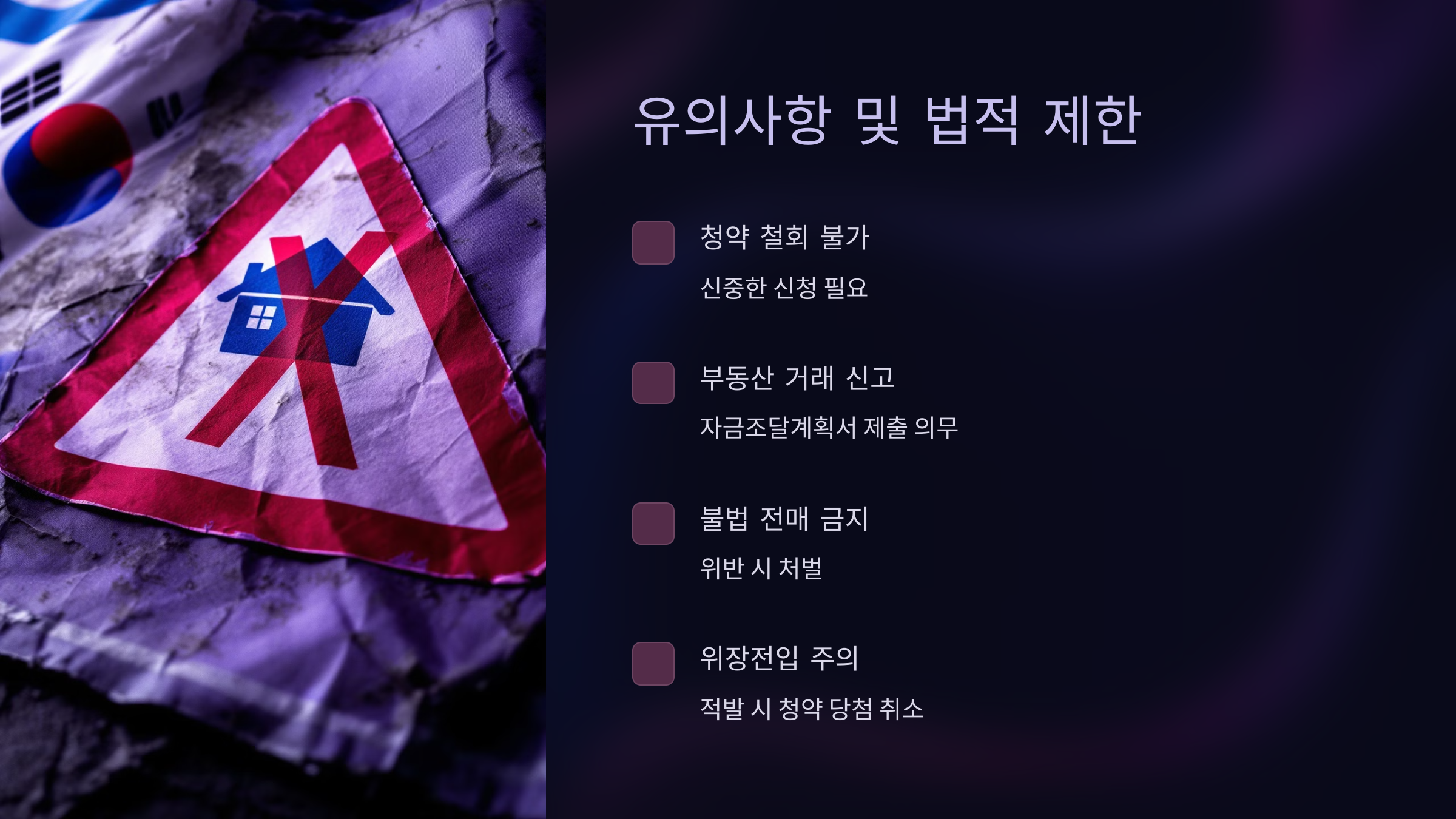 유의사항 및 법적 제한