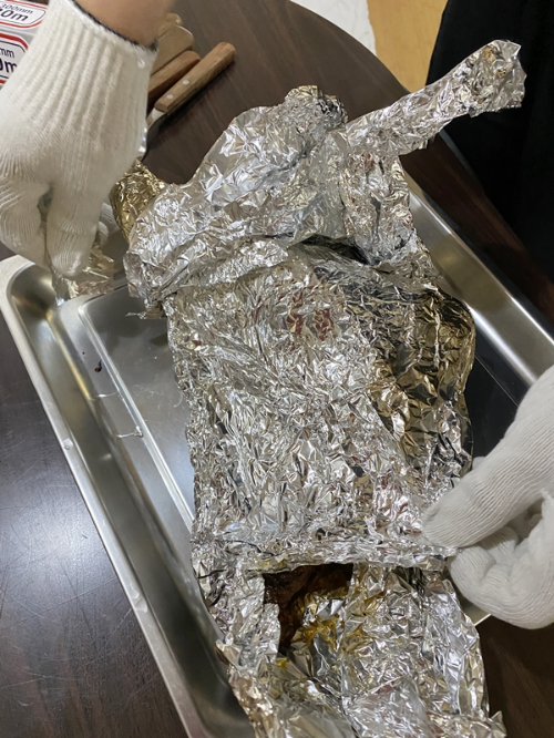 등갈비 바베큐 호일 2시간 경과