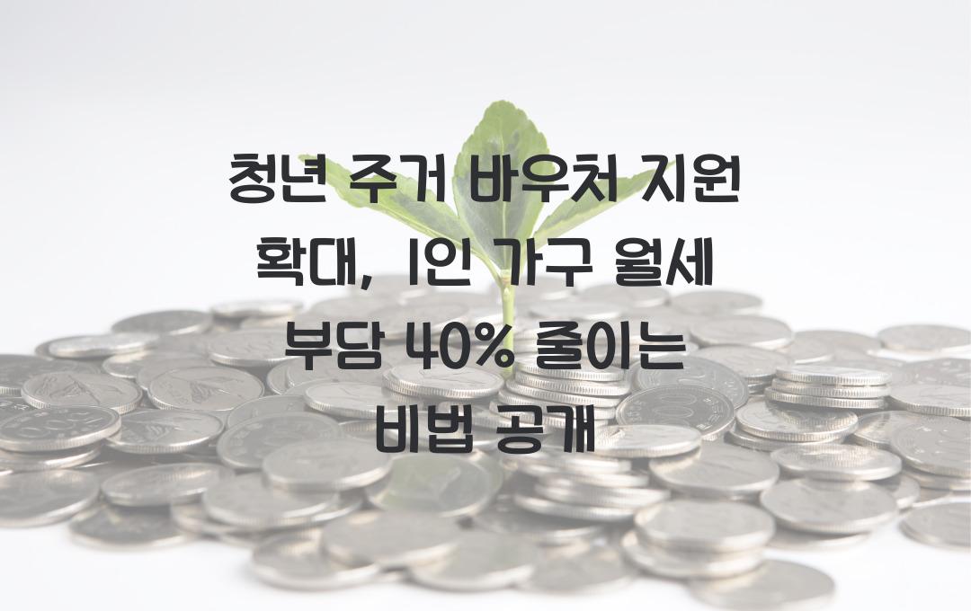 청년 주거 바우처 지원 확대, 1인 가구 월세 부담 최대 40% 줄이는 방법