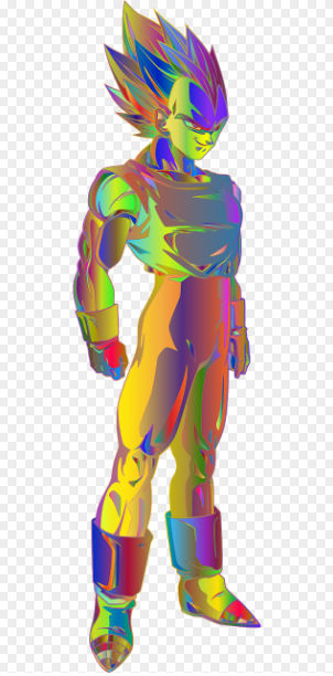 드래곤볼 베지터 홀로그램 크롬 무지개색 일러스트