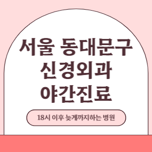 서울 동대문구 야간진료 신경외과 병원 (18시 이후 늦게까지하는 병원)