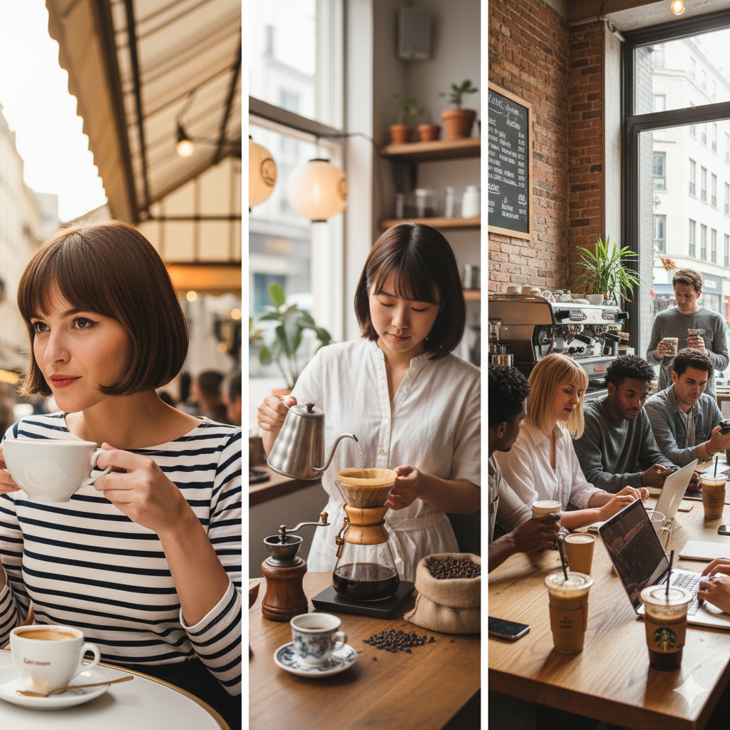 프랑스 일본 미국 커피 문화 비교 (이미지 생성:google)