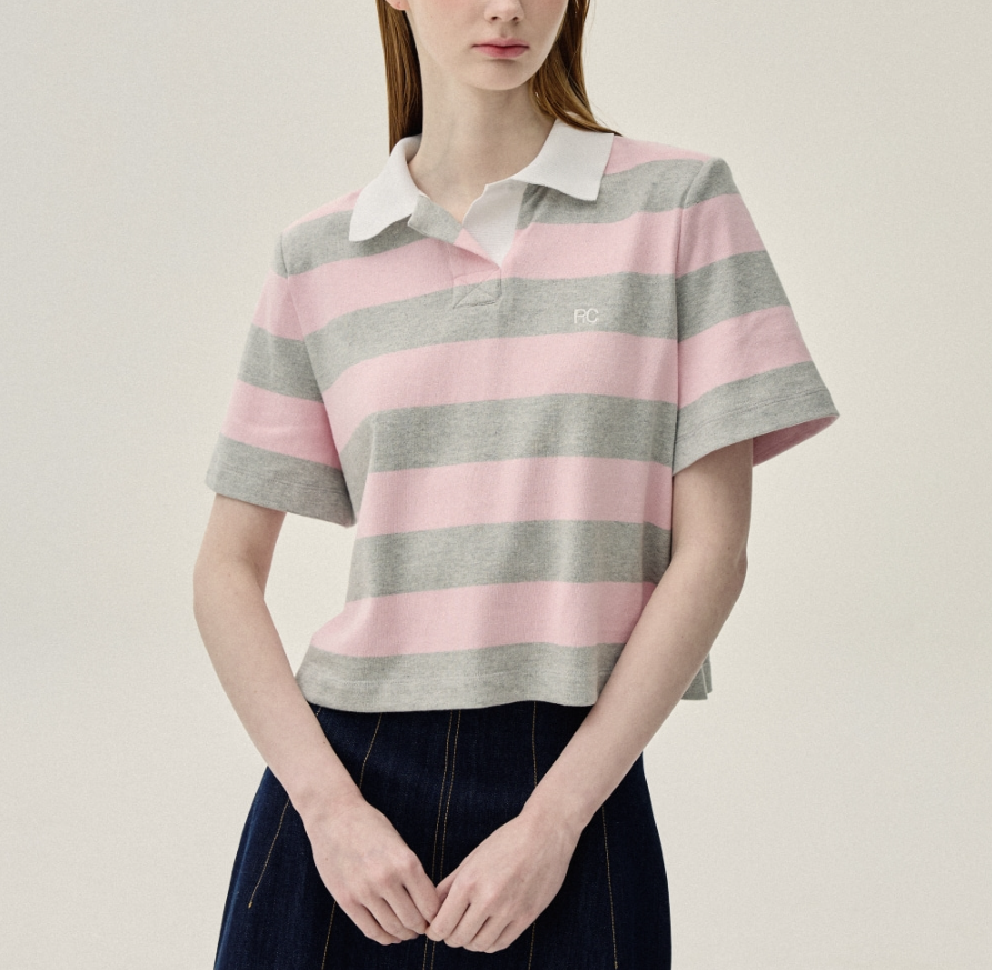 KBS2 화려한 날들 11회 신수현(이수빈) 티셔츠 패션 &ndash; 로맨시크 핑크 스트라이프 카라 티셔츠