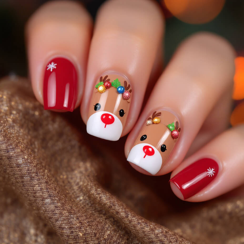 겨울 동물 네일