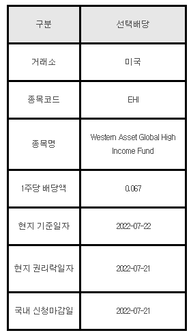 미국주식 선택배당 EHI, Western Asset Global High Income Fund