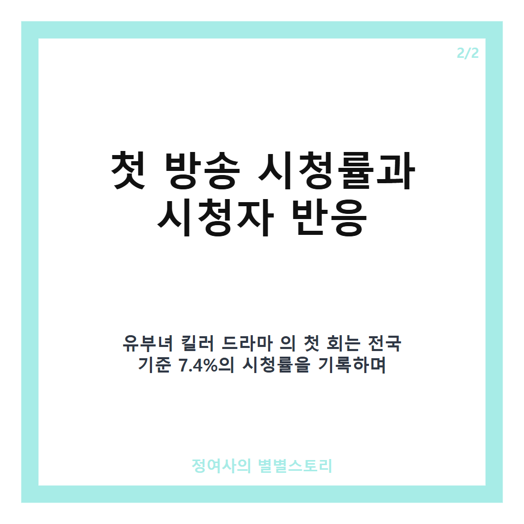 유부녀 킬러 드라마 첫 방송 시청률 7.4% 기록하며 동시간대 1위 달성 카드뉴스 2